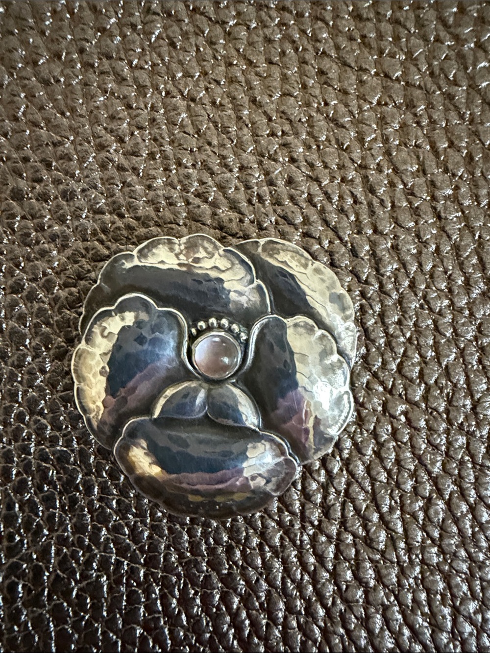 Georg Jensen Sterling Silver Pansy w/Moonstone #113 925s Denmark